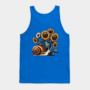 Snail with sunflowers Tank Top